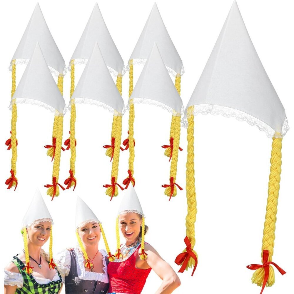 6 Pcs Women's Oktoberfest Costume Hats Felt Braids Party Accessories
